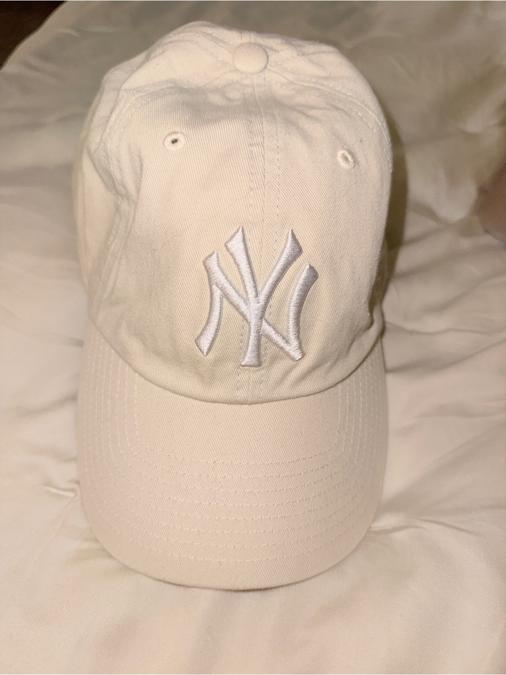 Embroidered Logo Baseball Cap - Cream